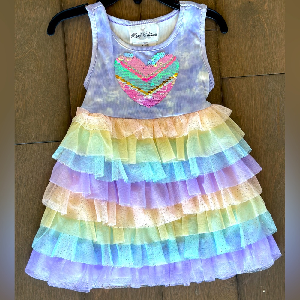 Rare Editions 2T rainbow Heart dress